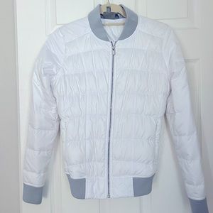Athleta Dobby Down Bomber Jacket White XXS